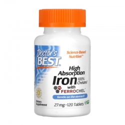 DOCTOR'S BEST High Absorption Iron 27 mg 120 tabs.