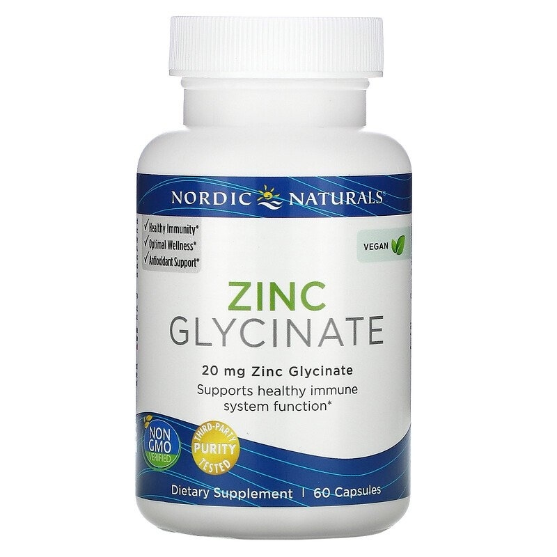 NORDIC NATURALS Zinc Glycinate 20 mg 60 kaps.