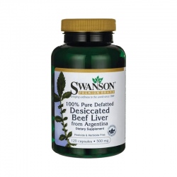 SWANSON Pure Defatted Desiccated Beef Liver 500mg 120 kaps.
