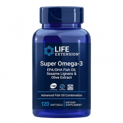 LIFE EXTENSION Super Omega 3 EPA/DHA Fish Oil, Sesame Lignans & Olive Extract 120 gels