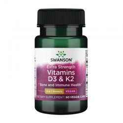SWANSON Extra Strength Vitamins D3&K2 60 vcaps.