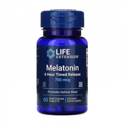 LIFE EXTENSION Melatonin 6 Hour Time Released 750 mcg 60 vege tabs.