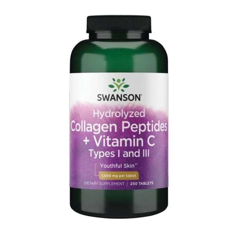SWANSON Hydrolyzed Collagen Peptides + Vitamin C Types I and III 250 tabl.