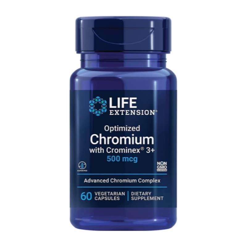 LIFE EXTENSION Optimized Chromium Crominex 3+ 500mcg 60 vcaps.