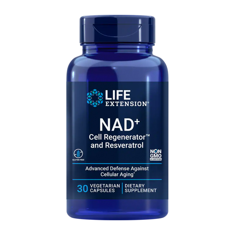 LIFE EXTENSION NAD+ Cell Regenerator and Resveratrol Elite 30 veg caps.