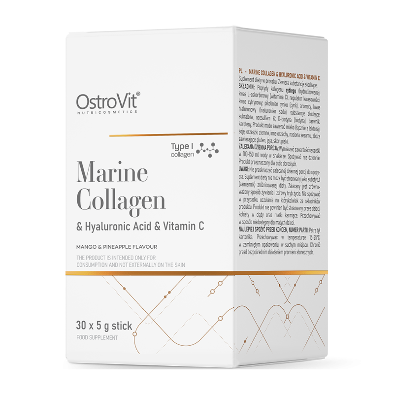 OSTROVIT Marine Collagen & Hyaluronic Acid & Vitamin C 30 x 5 g Mango Pineapple