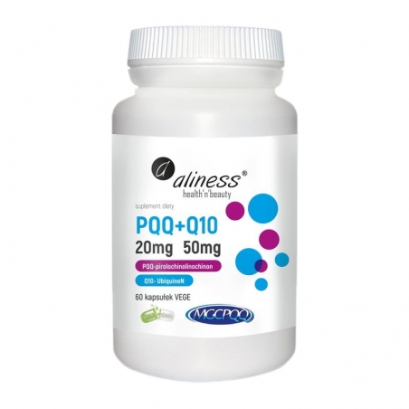ALINESS PQQ 20 mg + Q10 50 mg 60 veg caps.