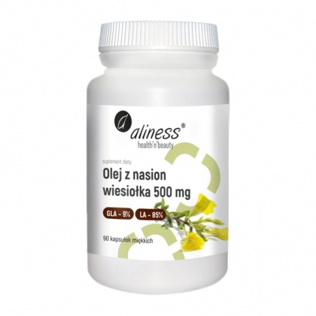 ALINESS Olej z Nasion Wiesiołka 500 mg GLA 9% / LA 85% 90 softgels
