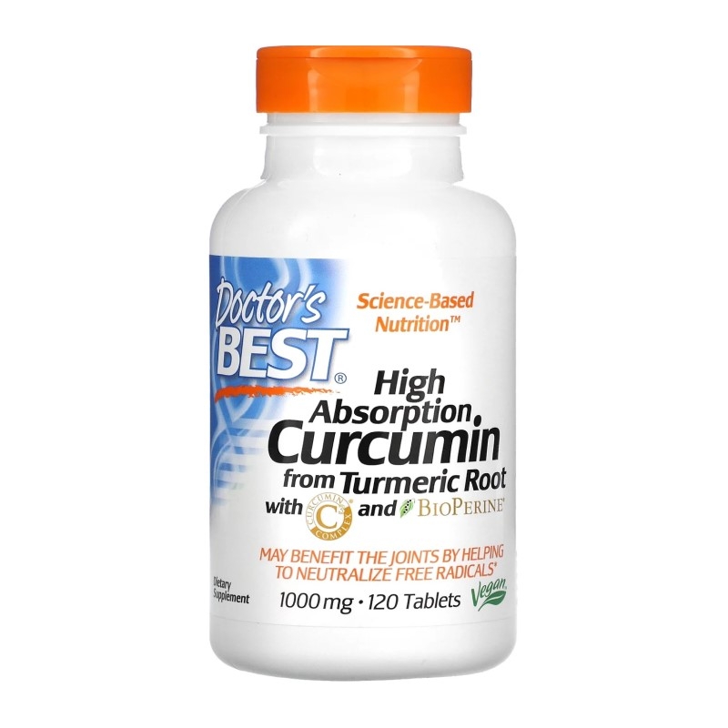 DOCTOR'S BEST Curcumin Turmeric C3 Complex 1000 mg 120 tabs.
