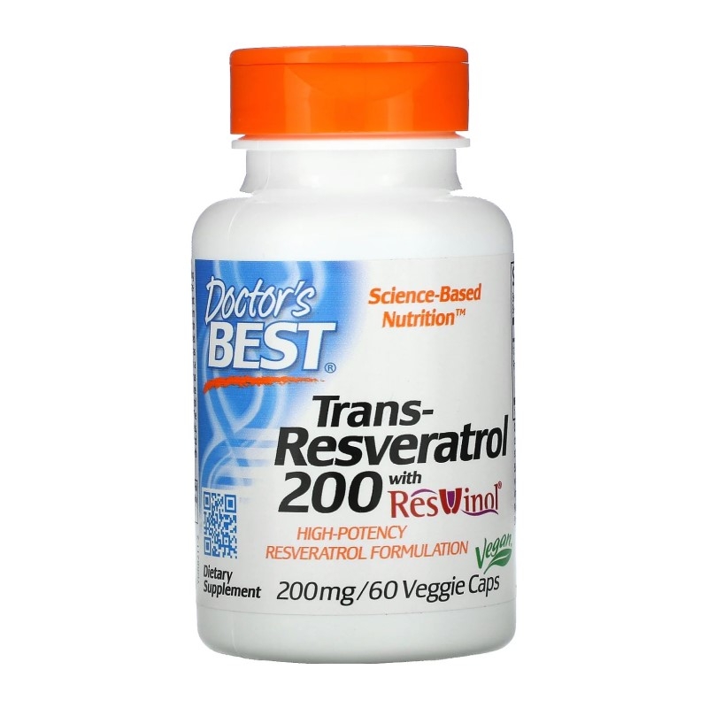 Doctors Best Trans-Resveratrol 200mg + ResVinol 60 weg.kaps.
