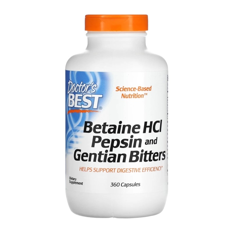 DOCTOR'S BEST Betaine HCl Pepsin Gentian 360 caps.
