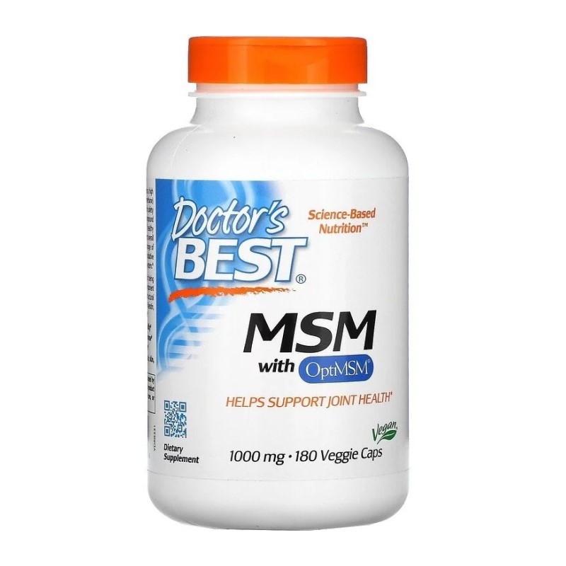 DOCTOR'S BEST MSM OptiMSM 1000 mg VEGAN 180 veg caps.