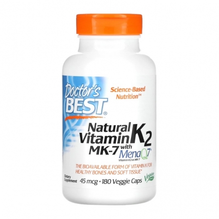 DOCTOR'S BEST Vitamin K2 MK-7 45mcg 180 veg caps.