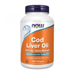 NOW FOODS Cod Liver Oil 1000 mg - Tran 180 caps.