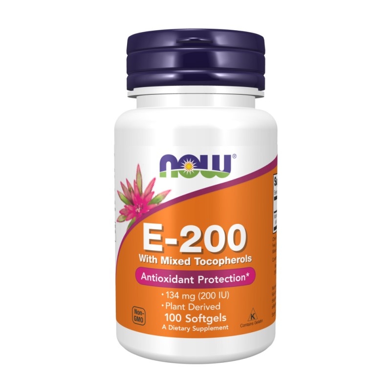 NOW FOODS Witamina E-200 with Mixed Tocopherols 100 softgels
