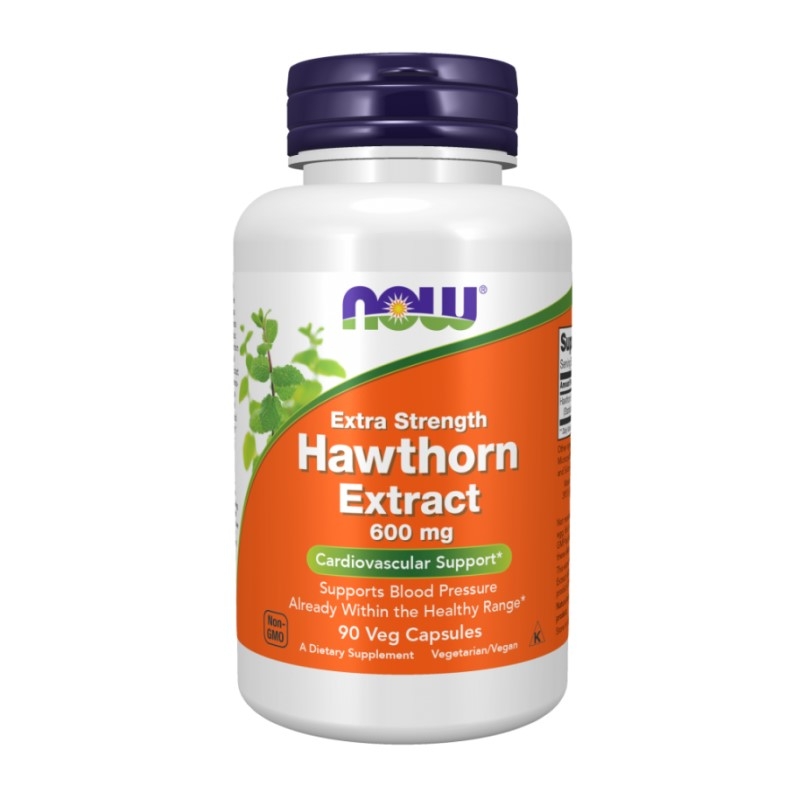 NOW FOODS Hawthorn Extract 600 mg Extra Strength 90 veg caps.