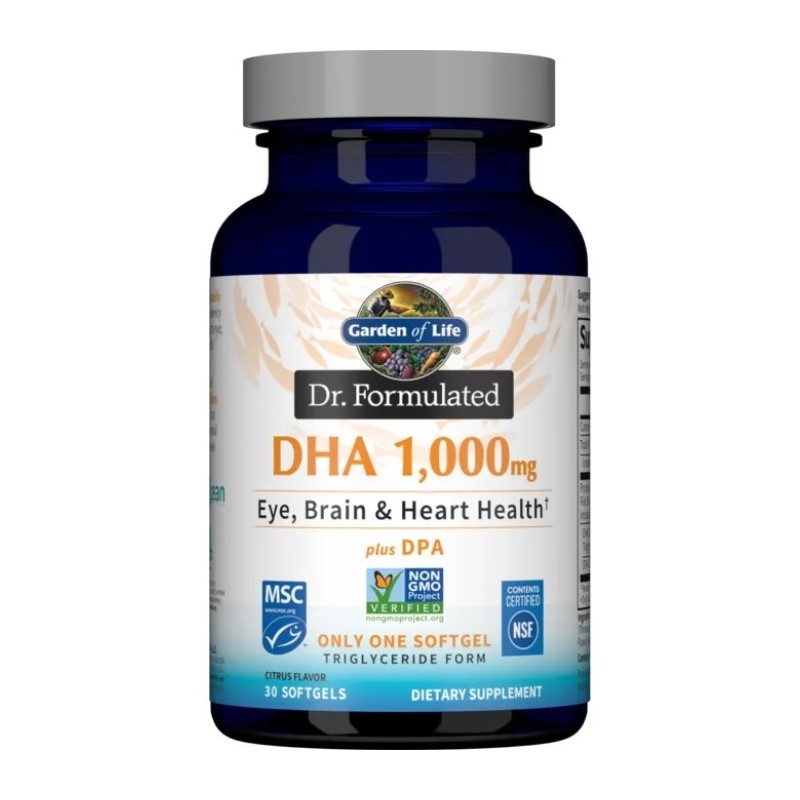 GARDEN OF LIFE Dr.Formulated DHA 1000 mg (Citrus) 30 soft gels.
