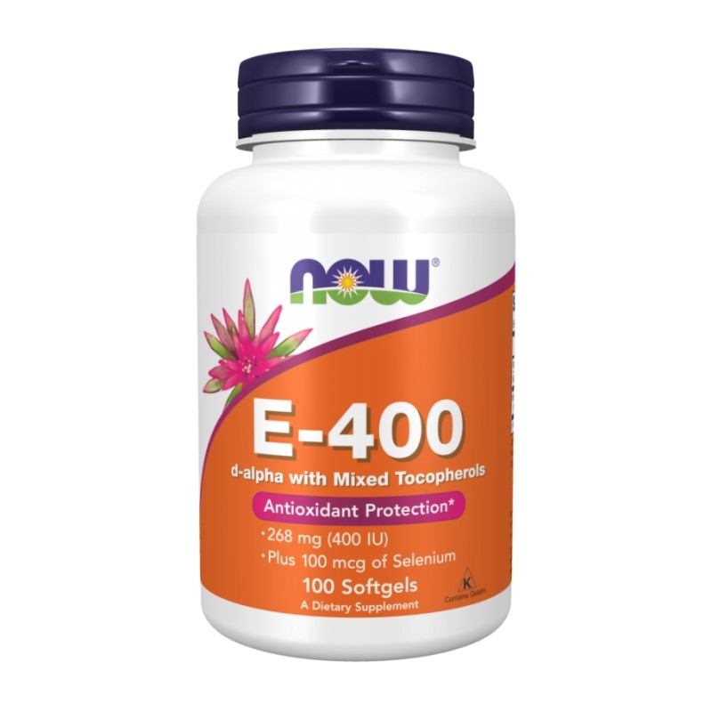 NOW FOODS Vitamin E-400 + Selenium 100 gels.