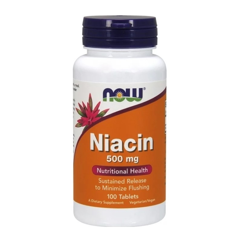 NOW FOODS Niacin 500 mg sustained release 100 tabs.