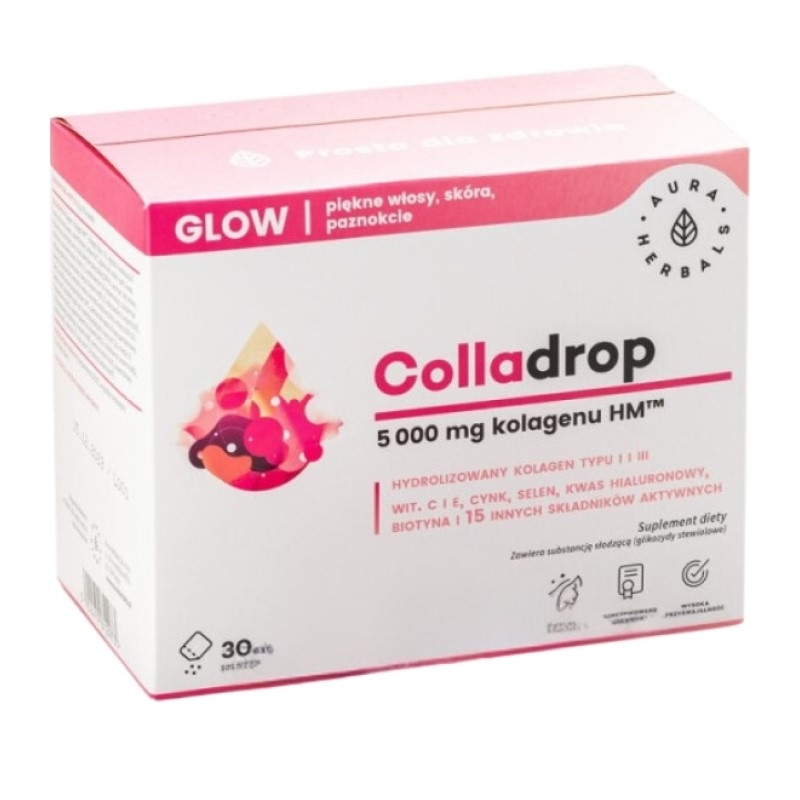 AURA HERBALS Colladrop Glow Kolagen Morski 5000 mg 30 saszetek