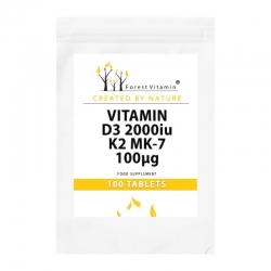 FOREST VITAMIN Vitamin D3 2000iu+K2 MK7 100ug 100 tabs.