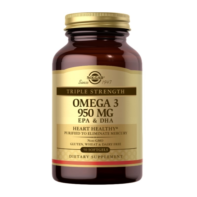 SOLGAR Triple Strength Omega 3 950 mg 50 softgels.