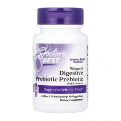 DOCTOR'S BEST Womens Digestive Probiotic Prebiotic With Cranberry 30 veg caps.