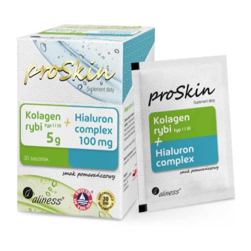 ALINESS Proskin Kolagen Rybi + Hialuron Complex 30 saszetek Pomarańcza